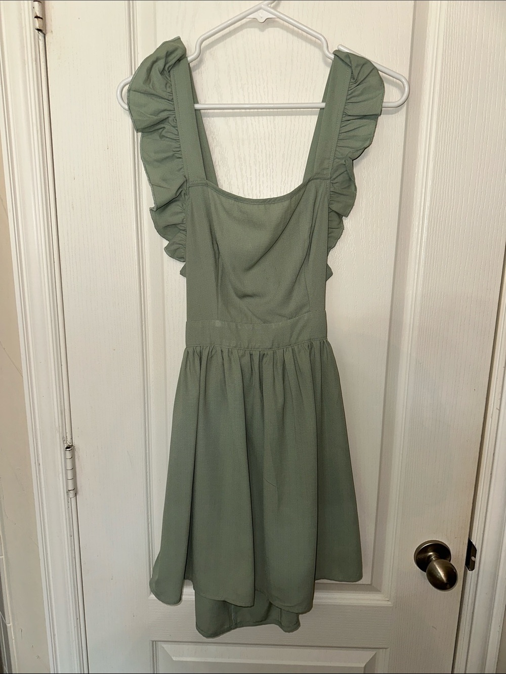 Sage Ruffle Strap Midi Dress